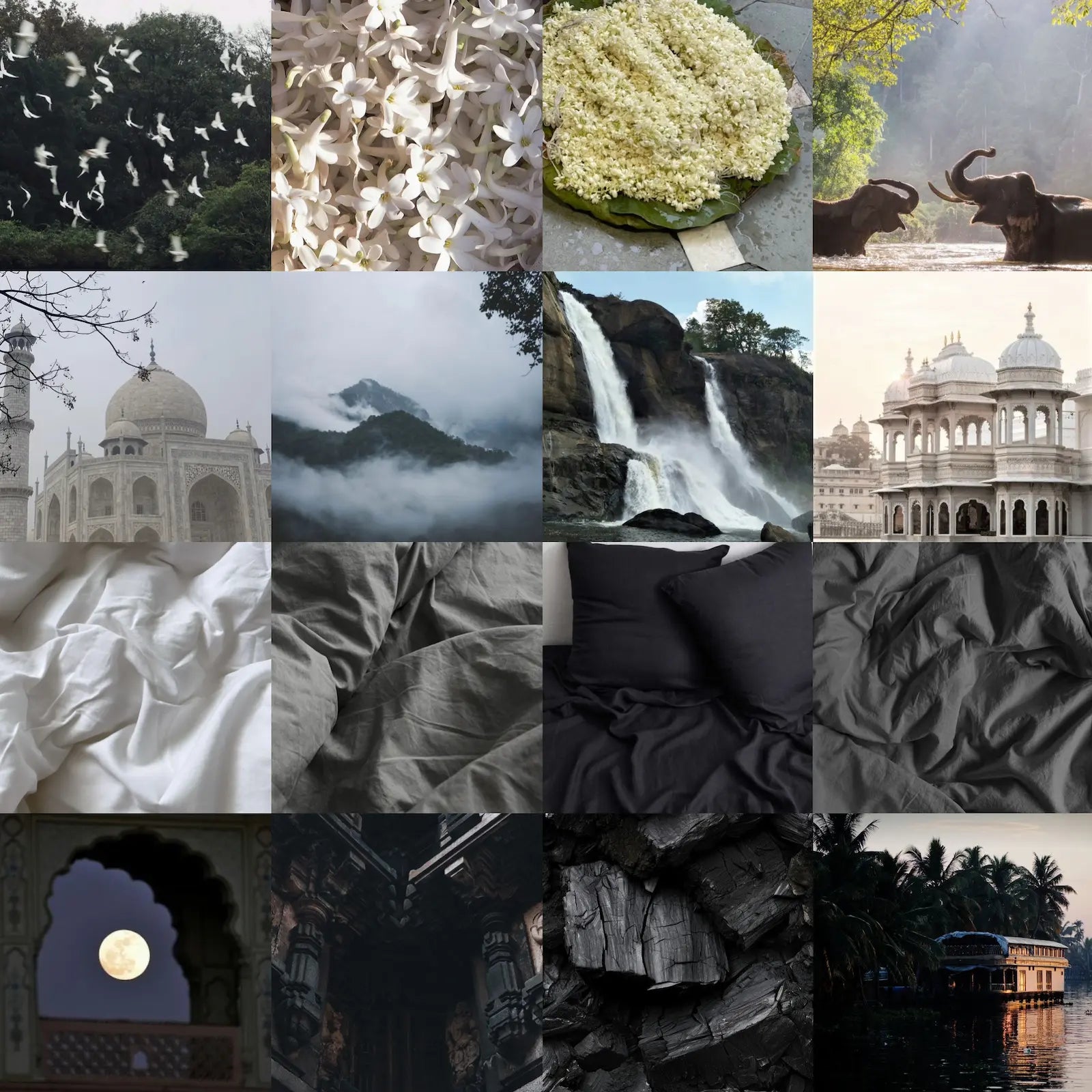 Minimal grey bedroom aesthetic with ash bedding. Kohra Sa Dil collection