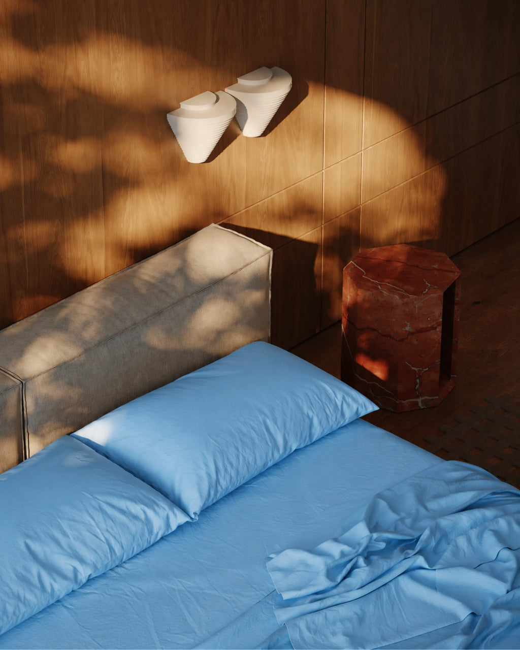 300 TC 100% Cotton Fitted Bedsheet - Nimbus (Shaam Sahil)