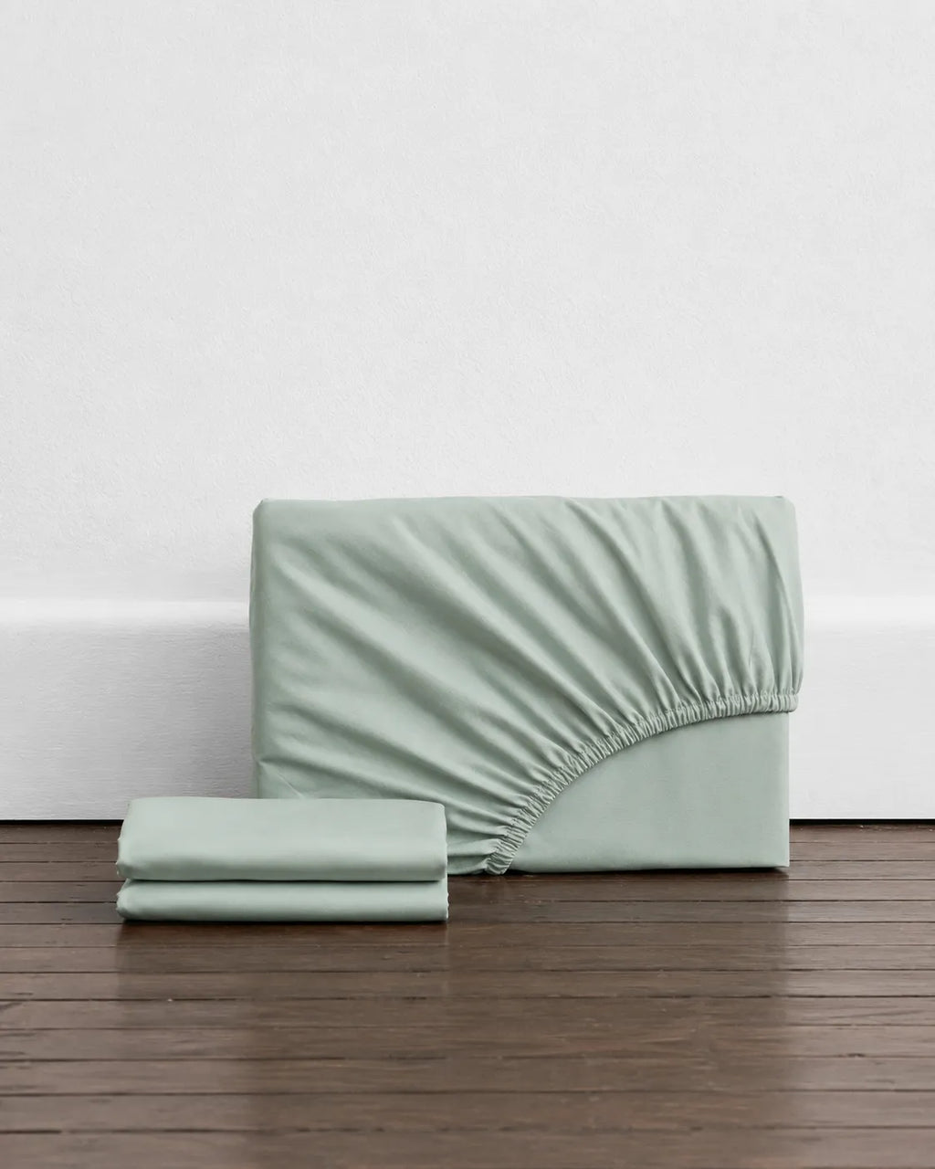 300 TC 100% Cotton Fitted Bedsheet - Mint (Baagh)