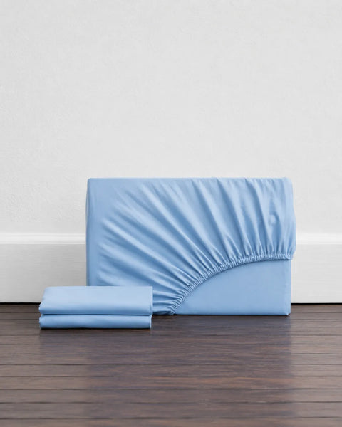 300 TC 100% Cotton Fitted Bedsheet - Nimbus (Shaam Sahil) — Nimbus