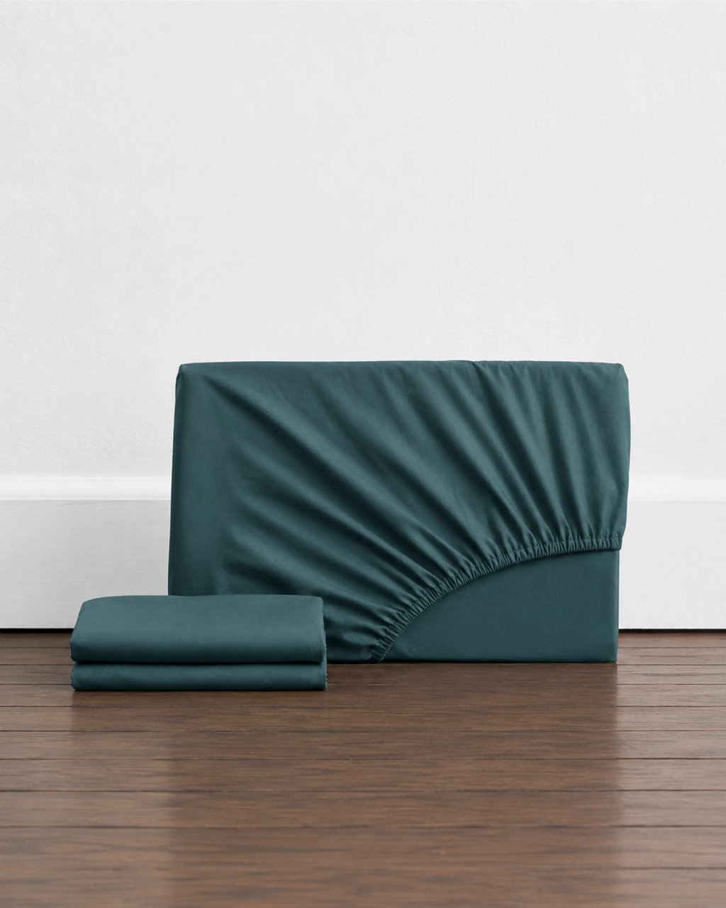300 TC 100% Cotton Fitted Bedsheet - Petrol (Shaam Sahil)