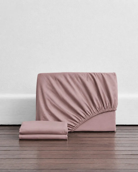 300 TC 100% Cotton Fitted Bedsheet - Rosewater (Pehla Noor) — rosewater