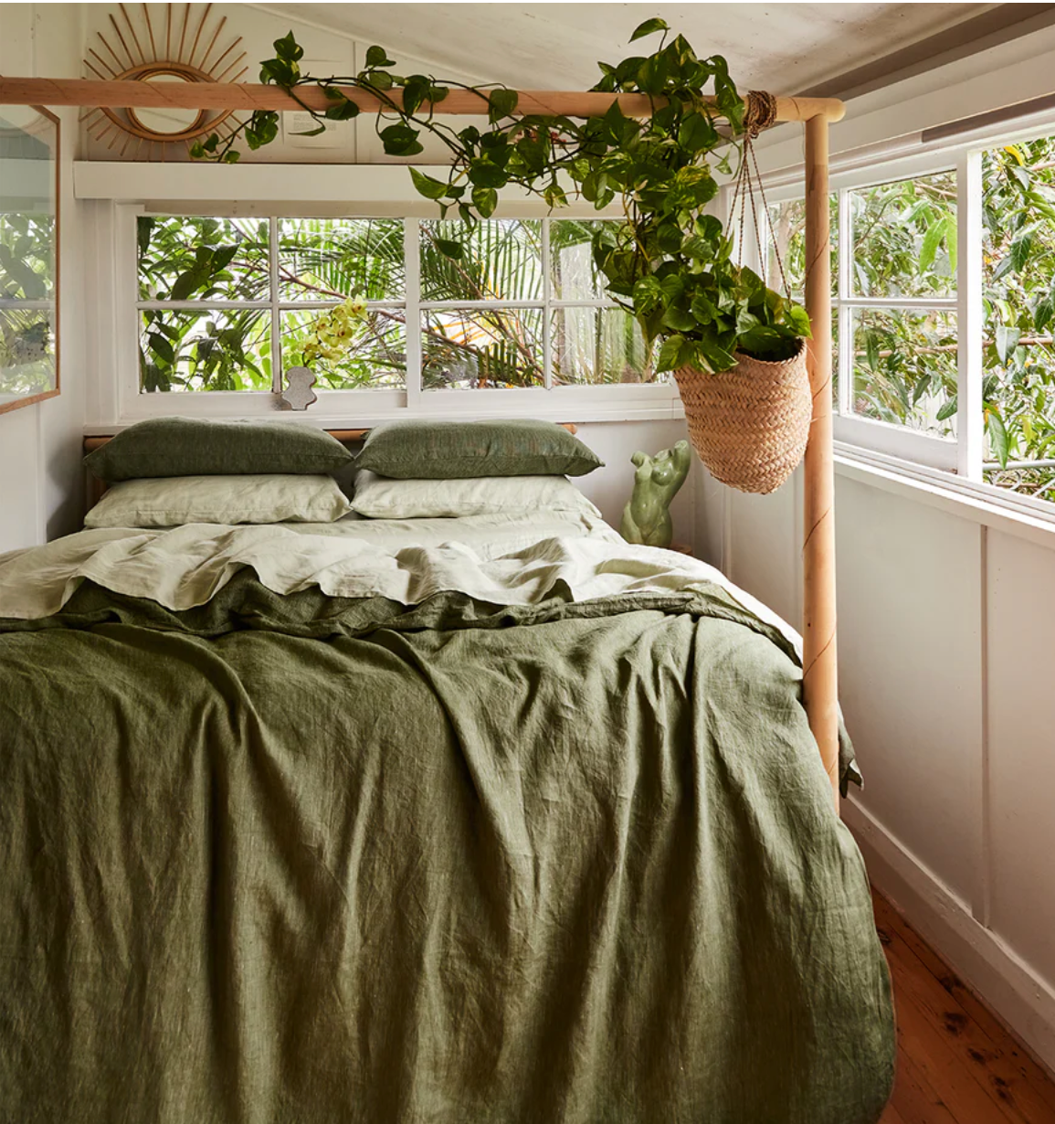 Baagh: Sage Flat Bedsheet with 2 pillowcases