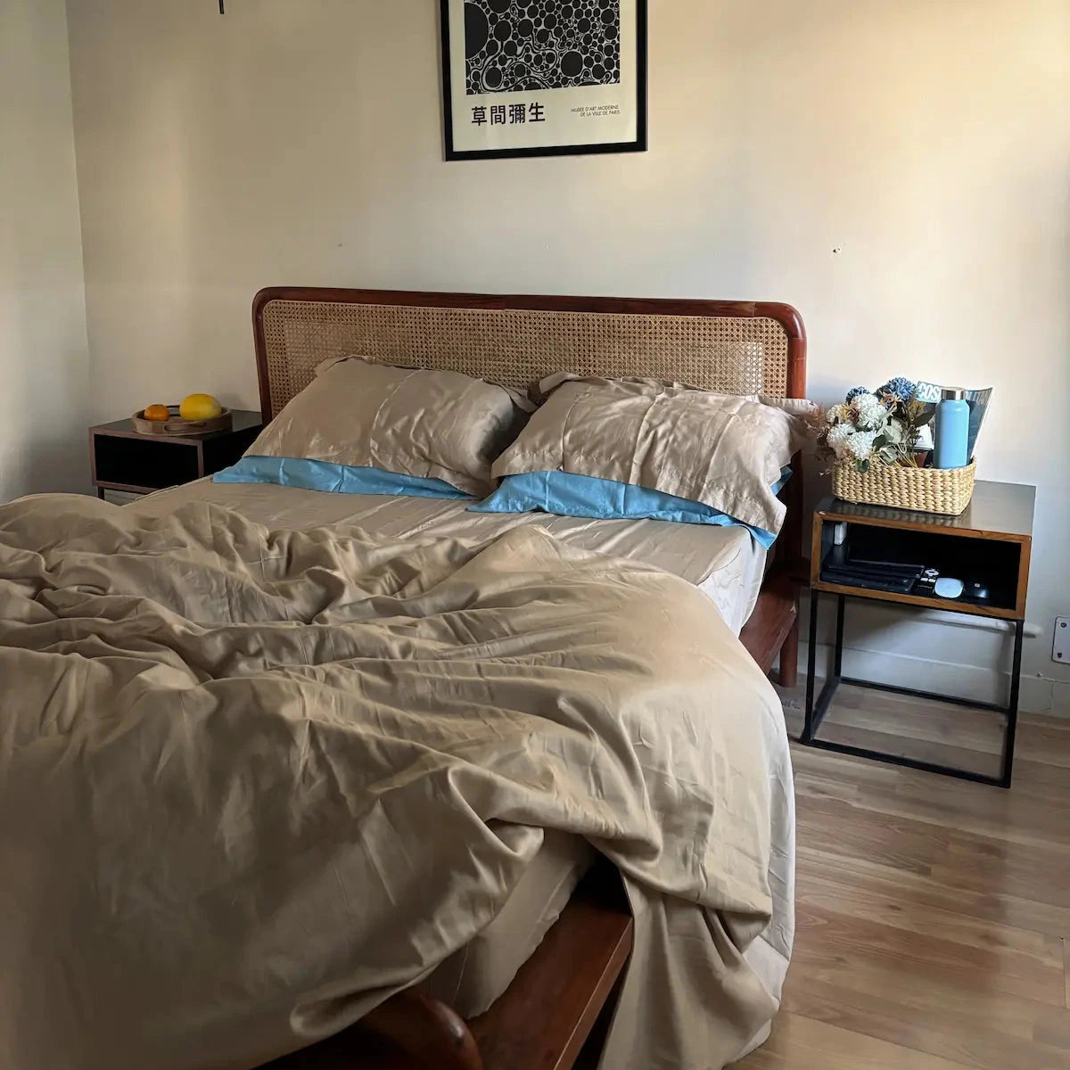 Toasty beige bedsheets with duvet set from saanjh homes